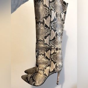 Schutz Knee High Snakeskin Stiletto Boots Size 8.5